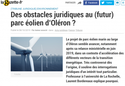 Un regard juridique sur le projet de parc éolien à Oléron