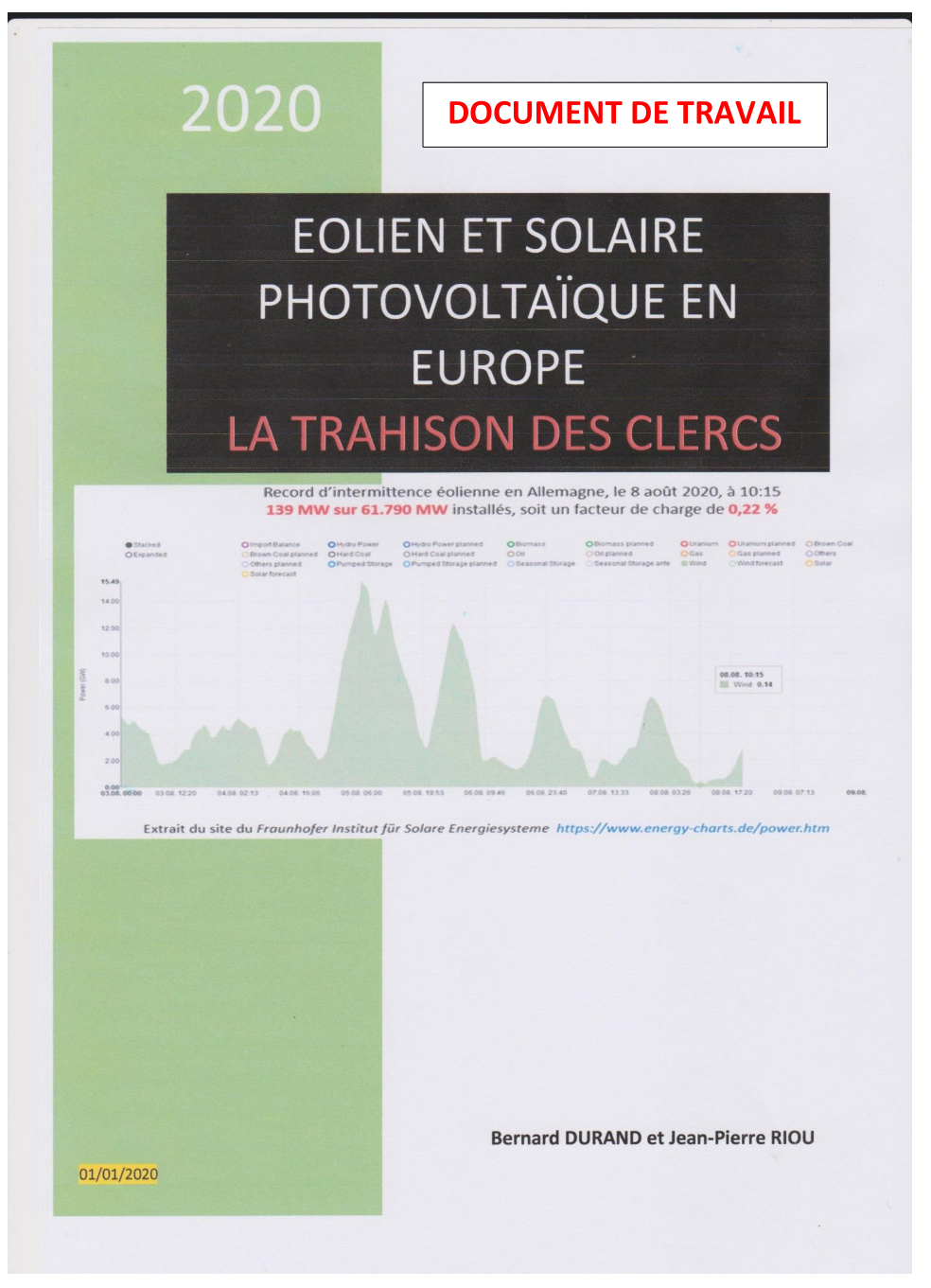 L’éolien et le solaire photovoltaïque en Europe, La trahison des clercs par Bernard Durand et Jean-Pierre Riou