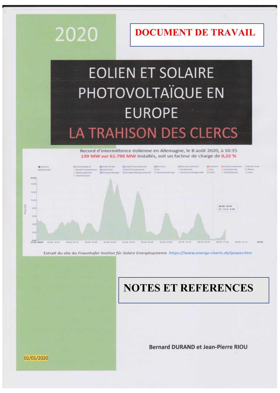 Eolien et photovoltaique en France – La trahison des clercs – Notes et références