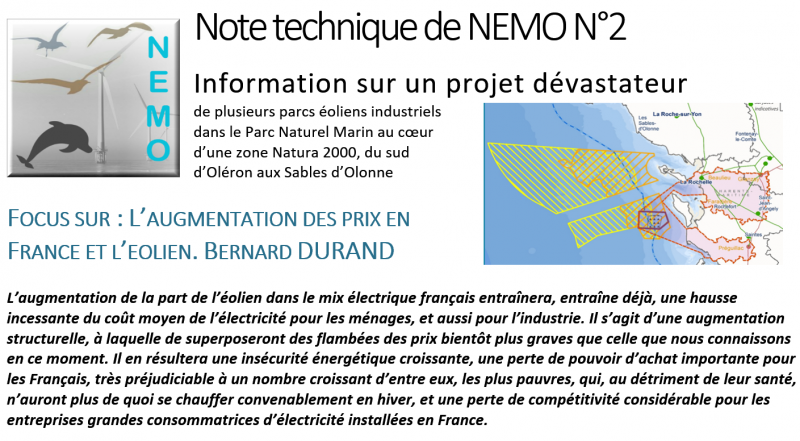 Note technique de NEMO N°2 – FOCUS SUR : L’AUGMENTATION DES PRIX EN FRANCE ET L’EOLIEN. BERNARD DURAND